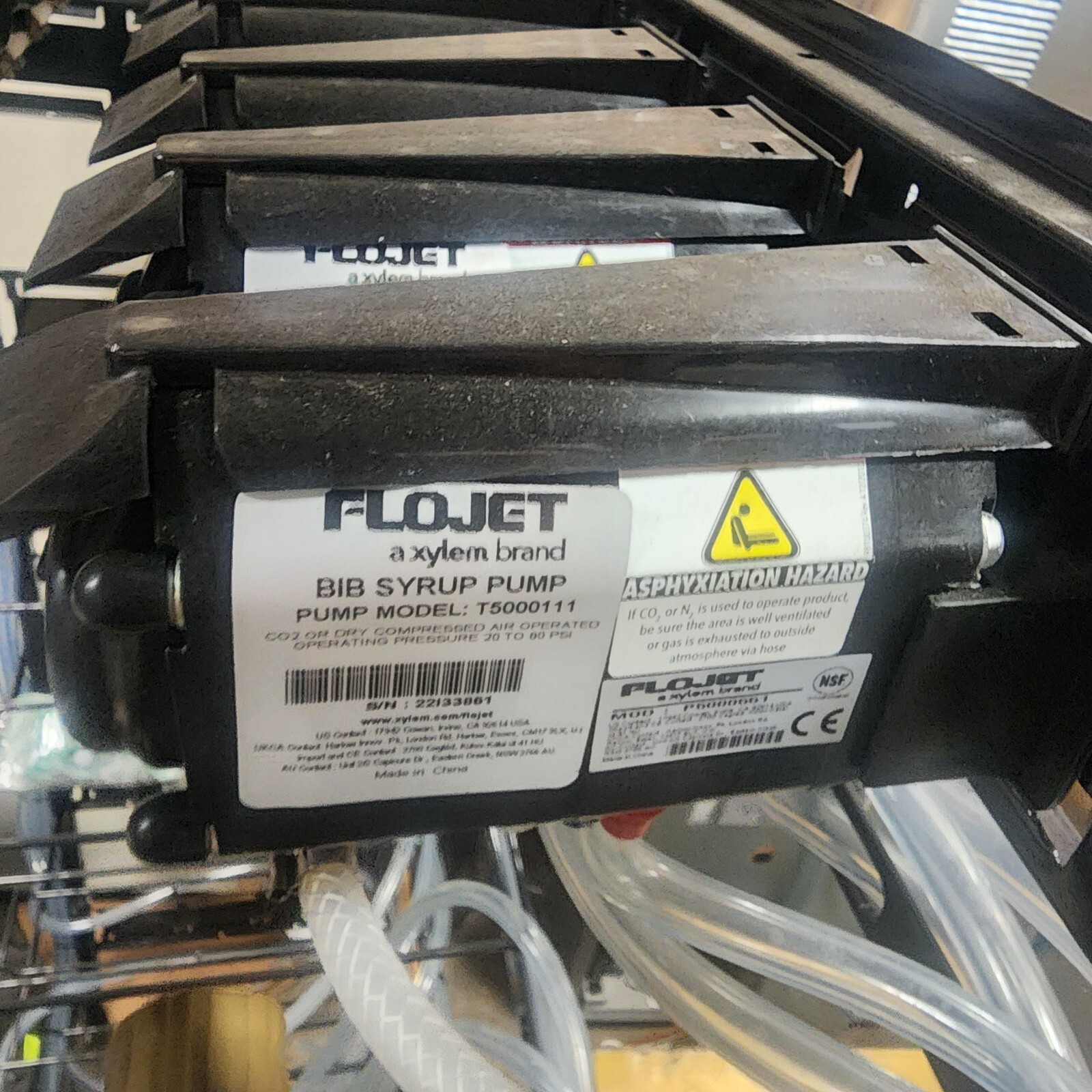 FLOJET Xylem BIB Syrup Pump CO2 or Dry Compressed Air T5000111 20-80PSI