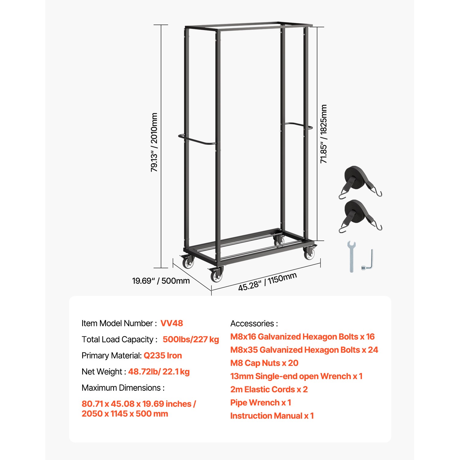 Uimoso Chair Storage Cart for 60 Seats with 500LBS Wheels/Locks