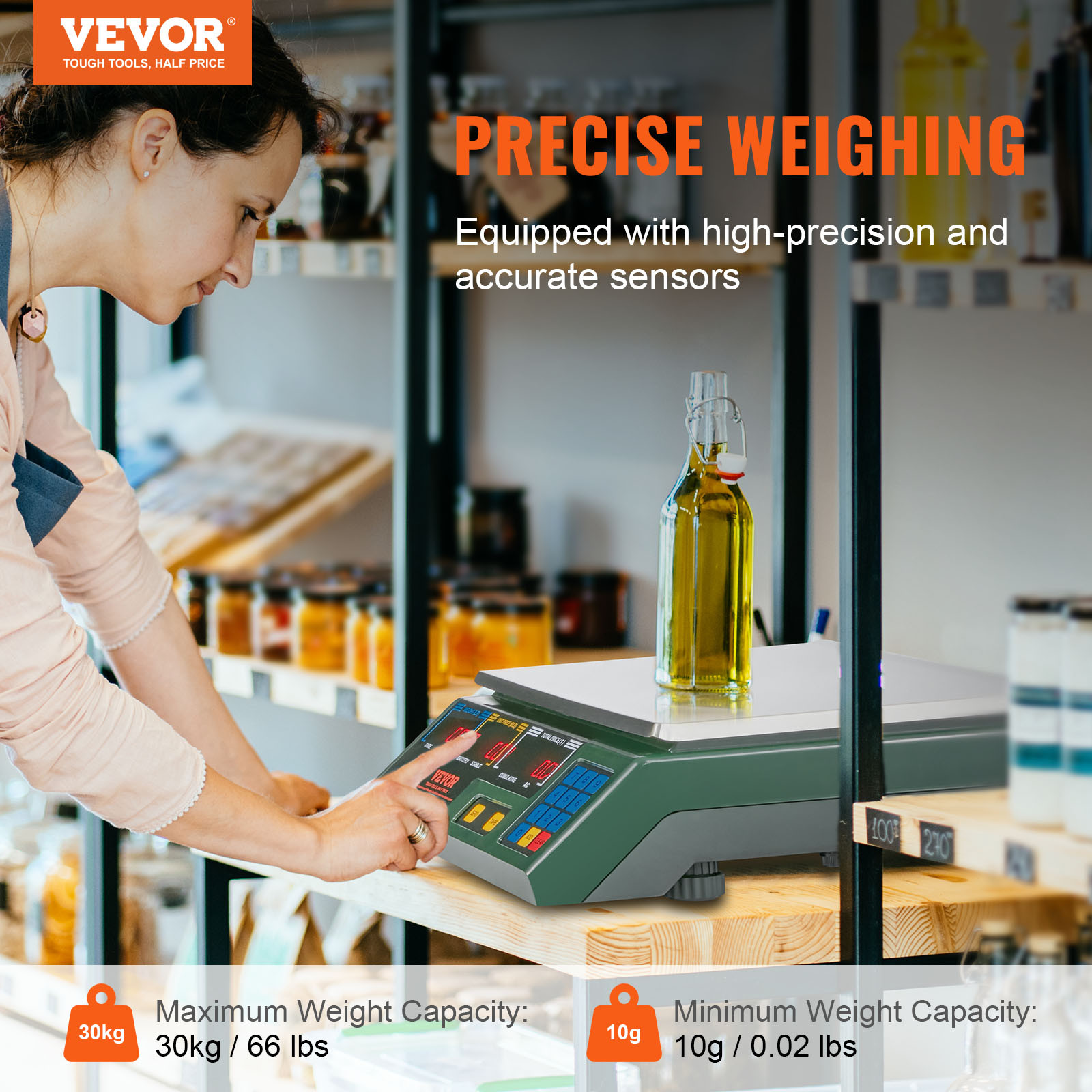 VEVOR 66Lbs 30KG Electronic Price Computing Scale Commercial Food Meat Weighting