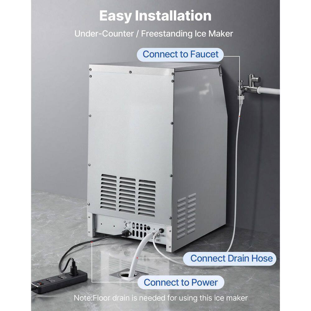 Commercial Ice Maker 15.94 In.W 160 Lbs./24H Full Size Cubes Freestanding Ice Ma
