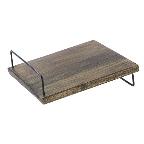 HUBERT® Square Mango Wood and Black Iron Slant Riser -12″L x 12″W x 3″H