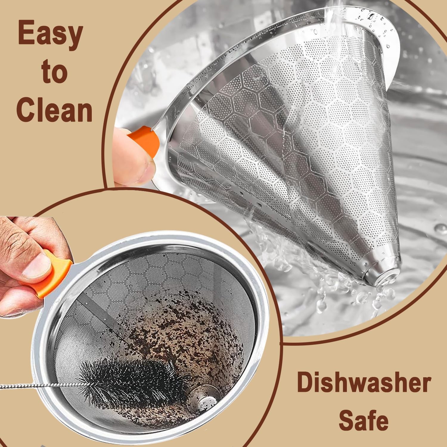 Pour Over Coffee Dripper, Stainless Steel Filter, Easy to Clean Paperless Pour O