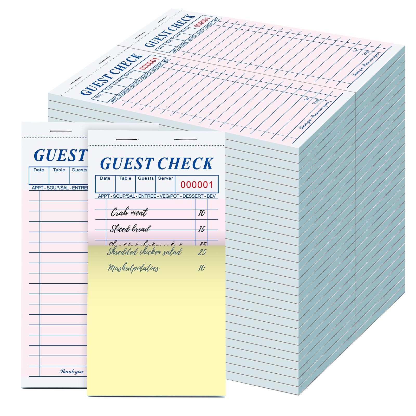 60 Pack Server Note Pads 5-7/16 x 8-7/16 inches-Red Yellow, Red Yellow Part