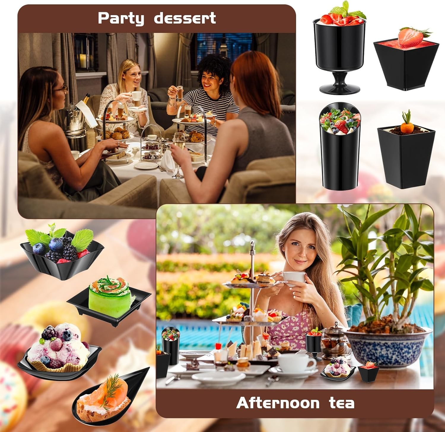 160 Pcs Mini Appetizer Plates Dessert Cups Spoons Forks Set Dessert Containers