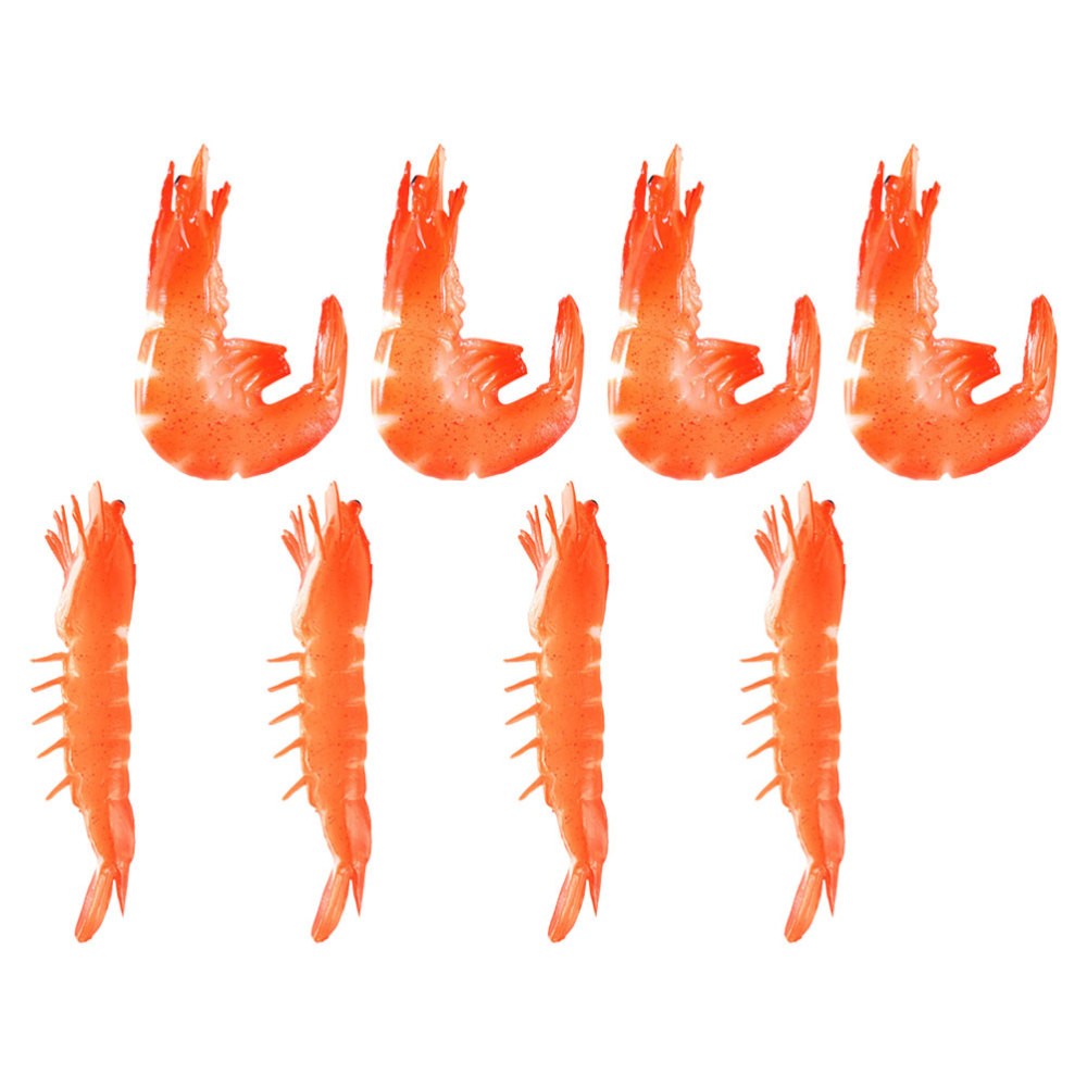 8 Pcs Lifelike Realistic Cooked Shrimp Simulation Food Model Artificial