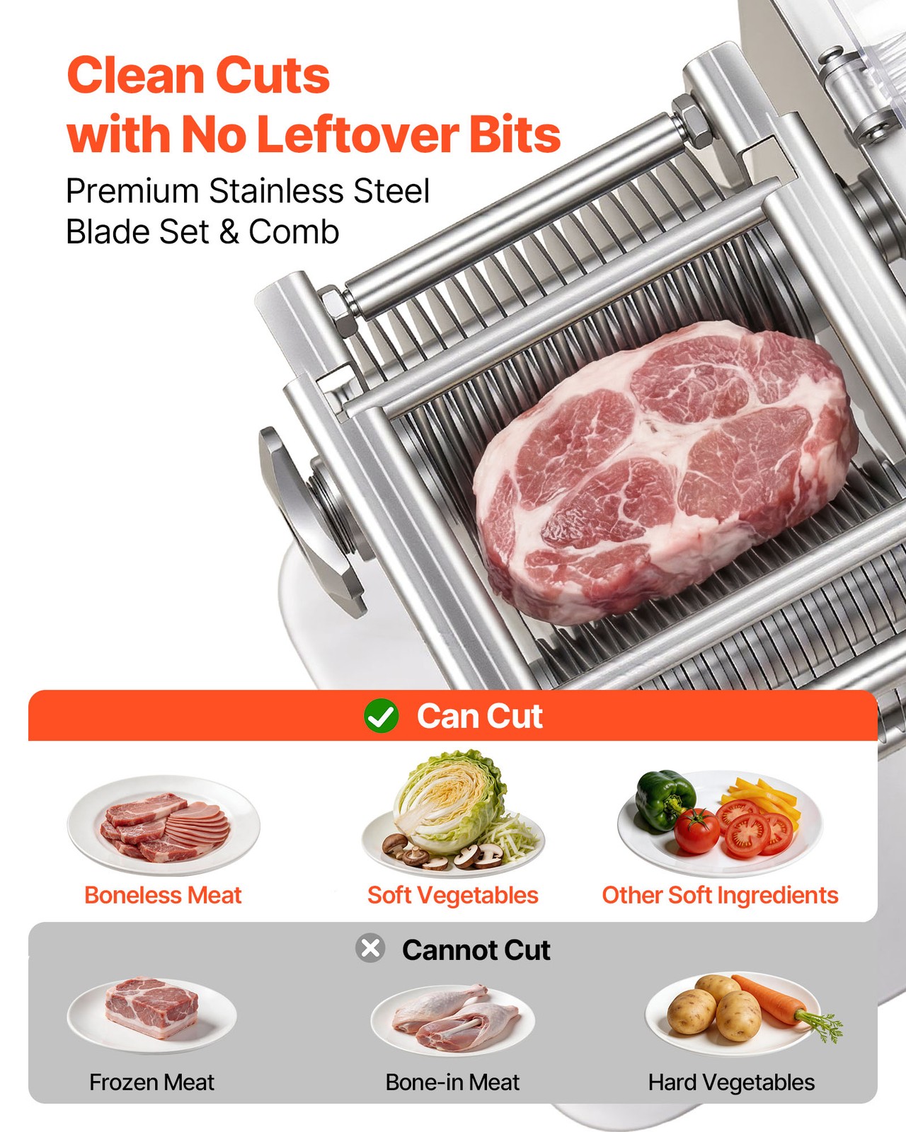 VEVOR Meat Cutting Machine Commercial Slicer 850W 5mm Stainless Steel Blade