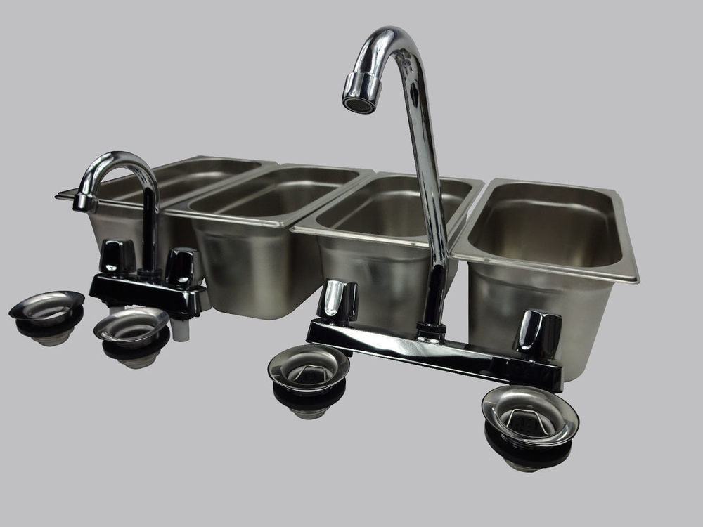 4 Compartment Concession Sink Portable 4 Traps Hand Washing Food Truck Trailer