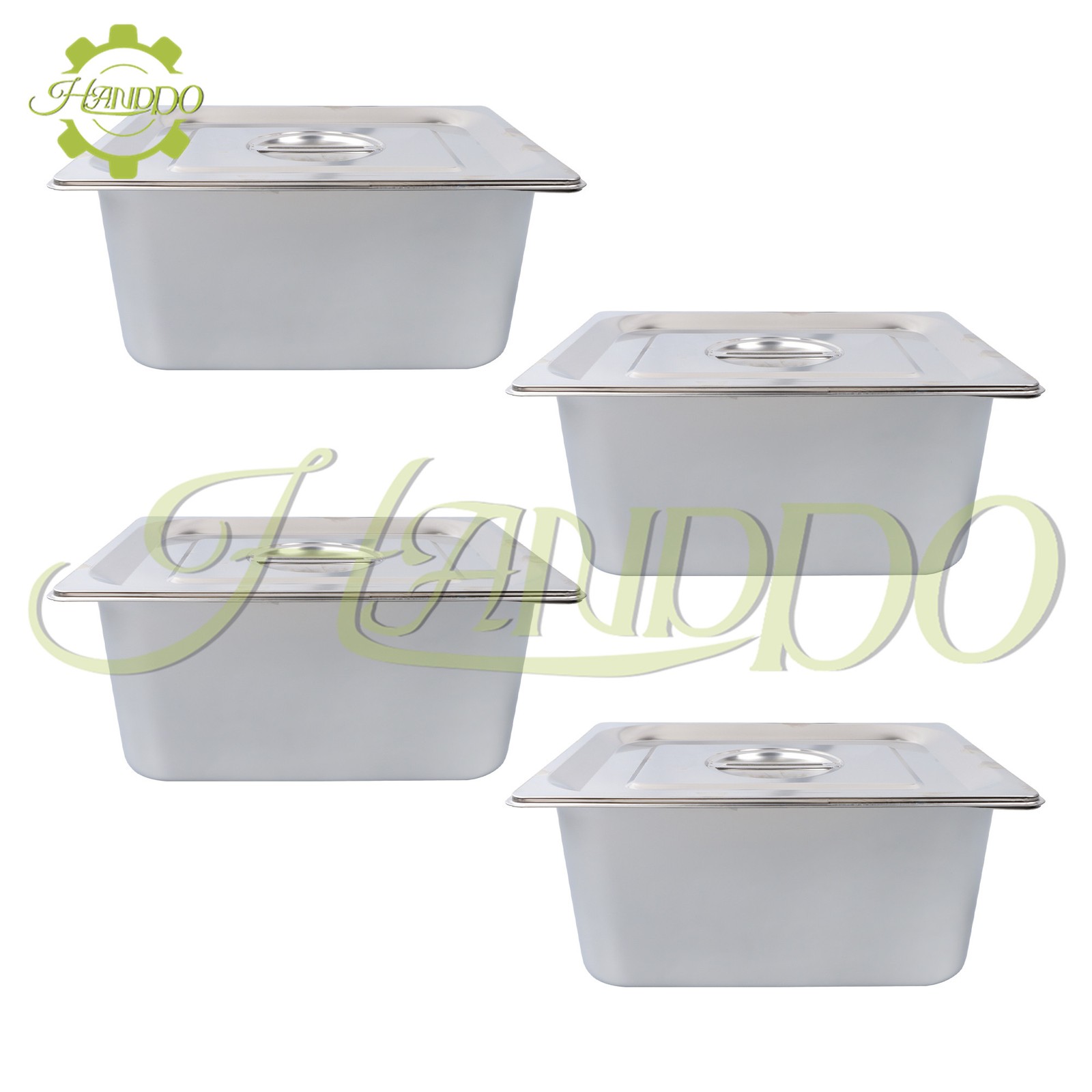 4Pack 1/2 Size 6″ Deep Stainless Tray Storage Container for Restaurant with Lid