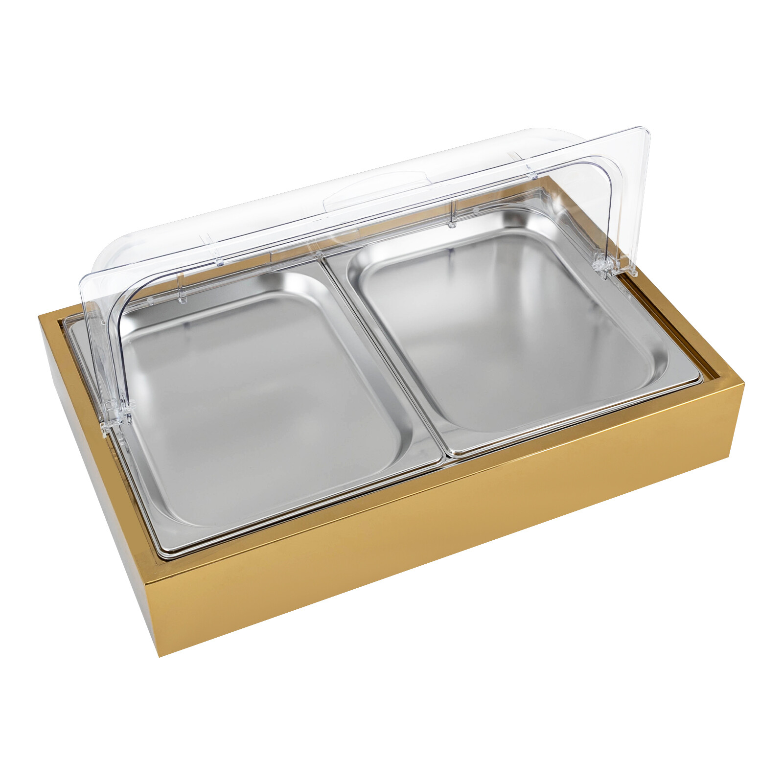 2-Compartments Ice Food Serving Display Tray Buffet Cold Serving Plate Dishes
