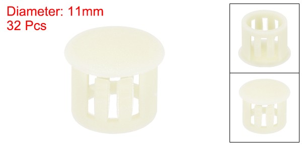 32Pcs 11mm Beige Nylon Plastic Round Locking Hole Plugs Insert End Caps