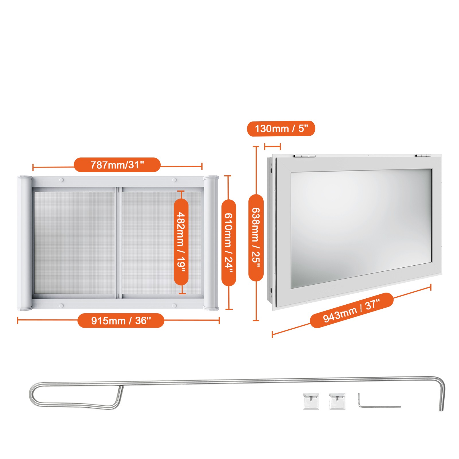 VEVOR 36 x 24-48 in Concession Stand Serving Window Food Truck Service Awning