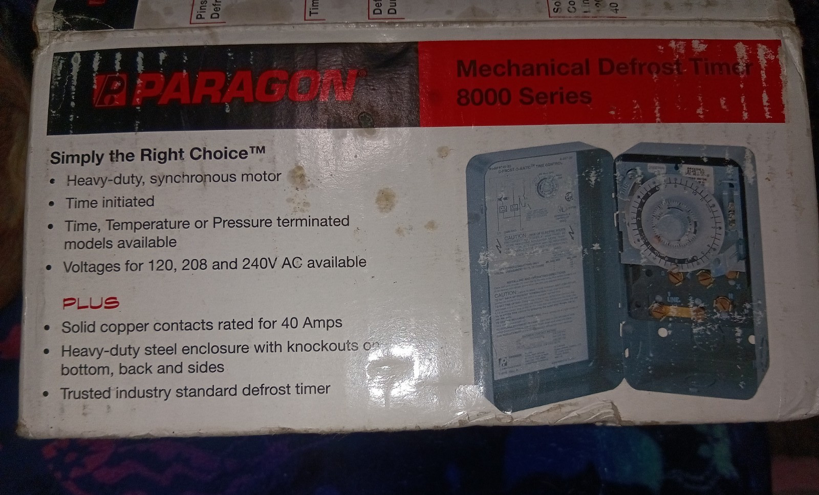 Paragon 8000 Series 8045-00 Mechanical Defrost Timer for Walk-In Freezer
