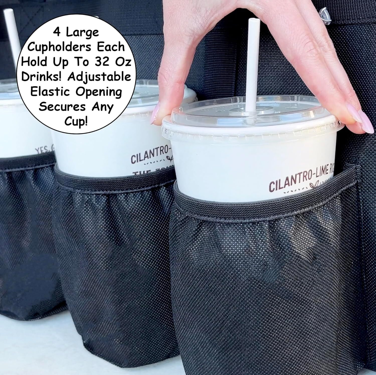 Insulated Food Delivery Bag with Cup Holders/Drink Carriers , Door dash (XL Pro)
