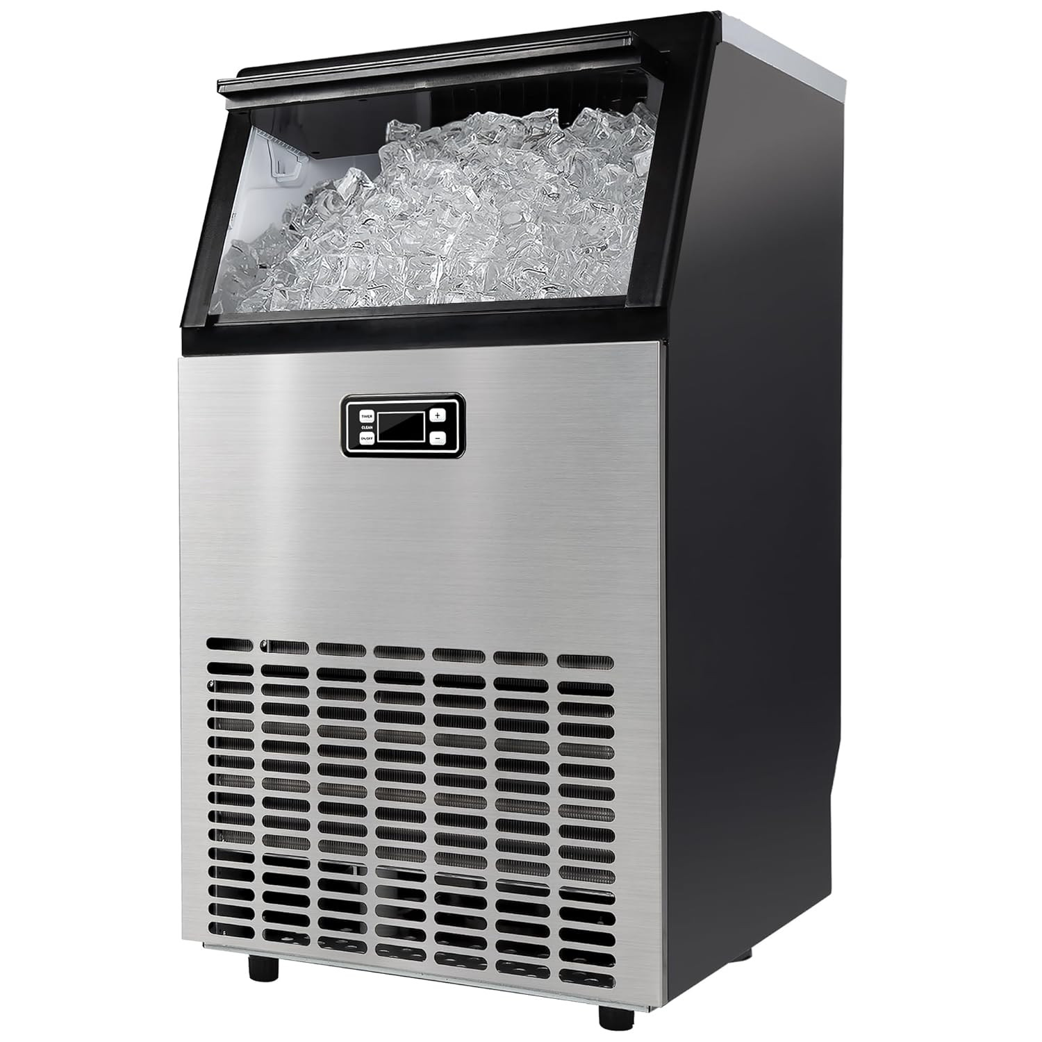 Commercial Ice Maker Machine – 95Lbs Daily Production, 33Lbs Ice Storage, Stainl