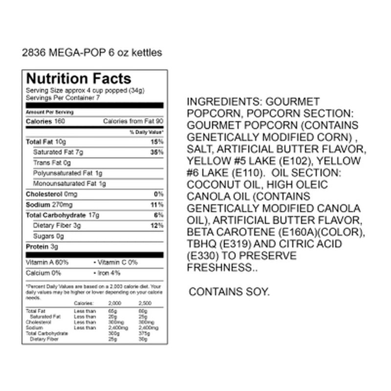 Gold Medal Mega Pop Popcorn Kit (8 Oz. Kit, 36 Ct.) FREE SHIPPING