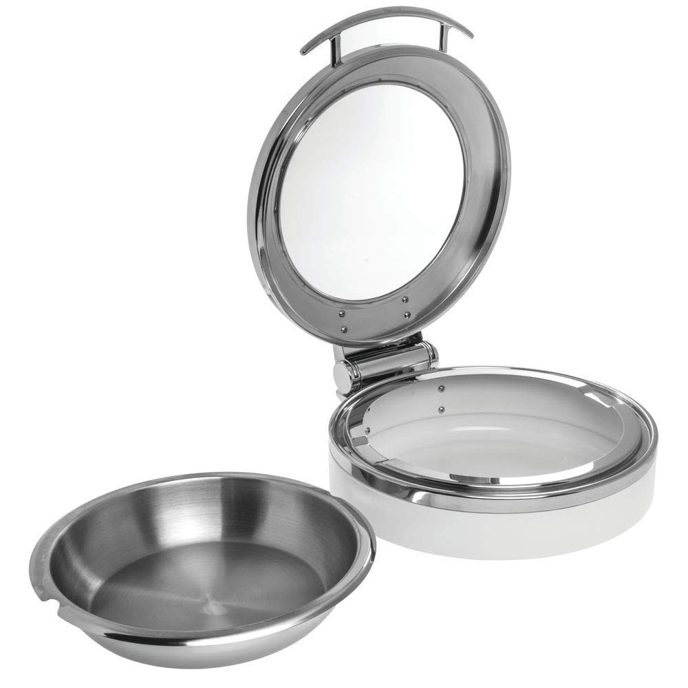 HUBERT® Induction Chafer 4 1/5 Qt Round Stainless and White -19 1/3″L x 15 2/5″W
