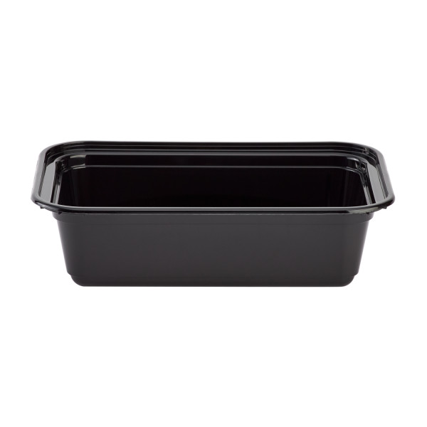 Karat 24oz Black PP Plastic Microwavable Rectangular Food Containers&Lids-150 ct