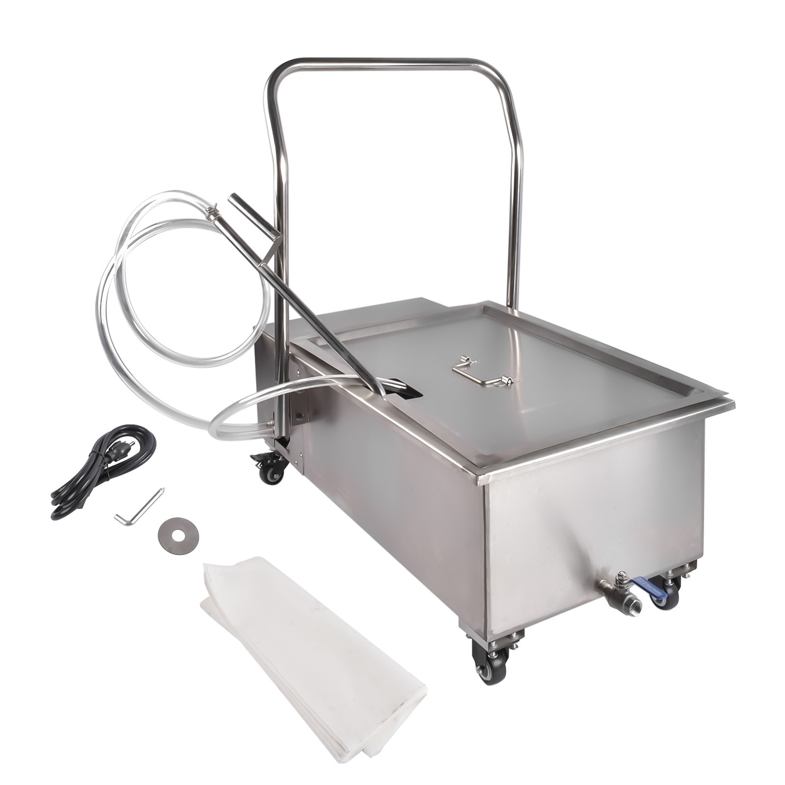 Fryer Oil Filter Cart Machine Commercial Cooking Oil Filtration System 370W