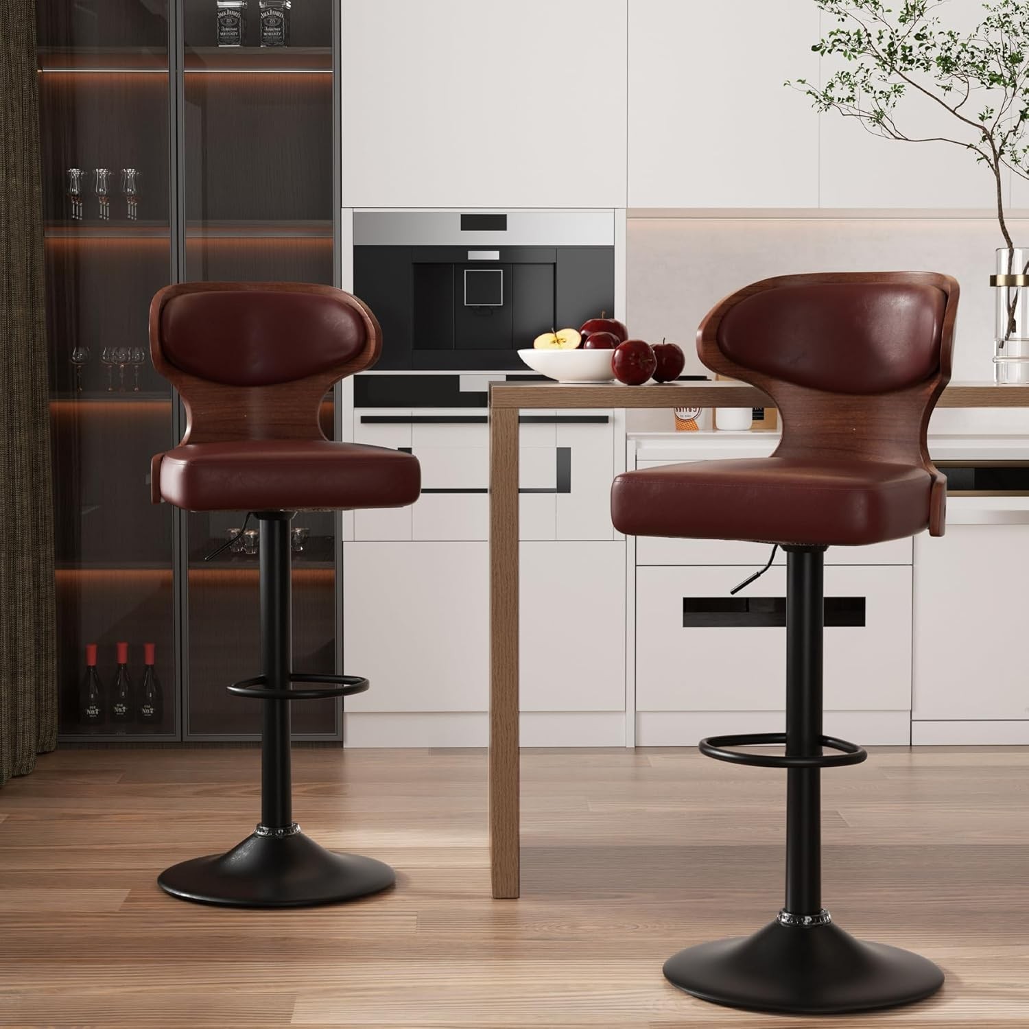 Bar Stools Set of 2 Seat Adjustable Height 24.5-33.5IN – Bentwood Swivel
