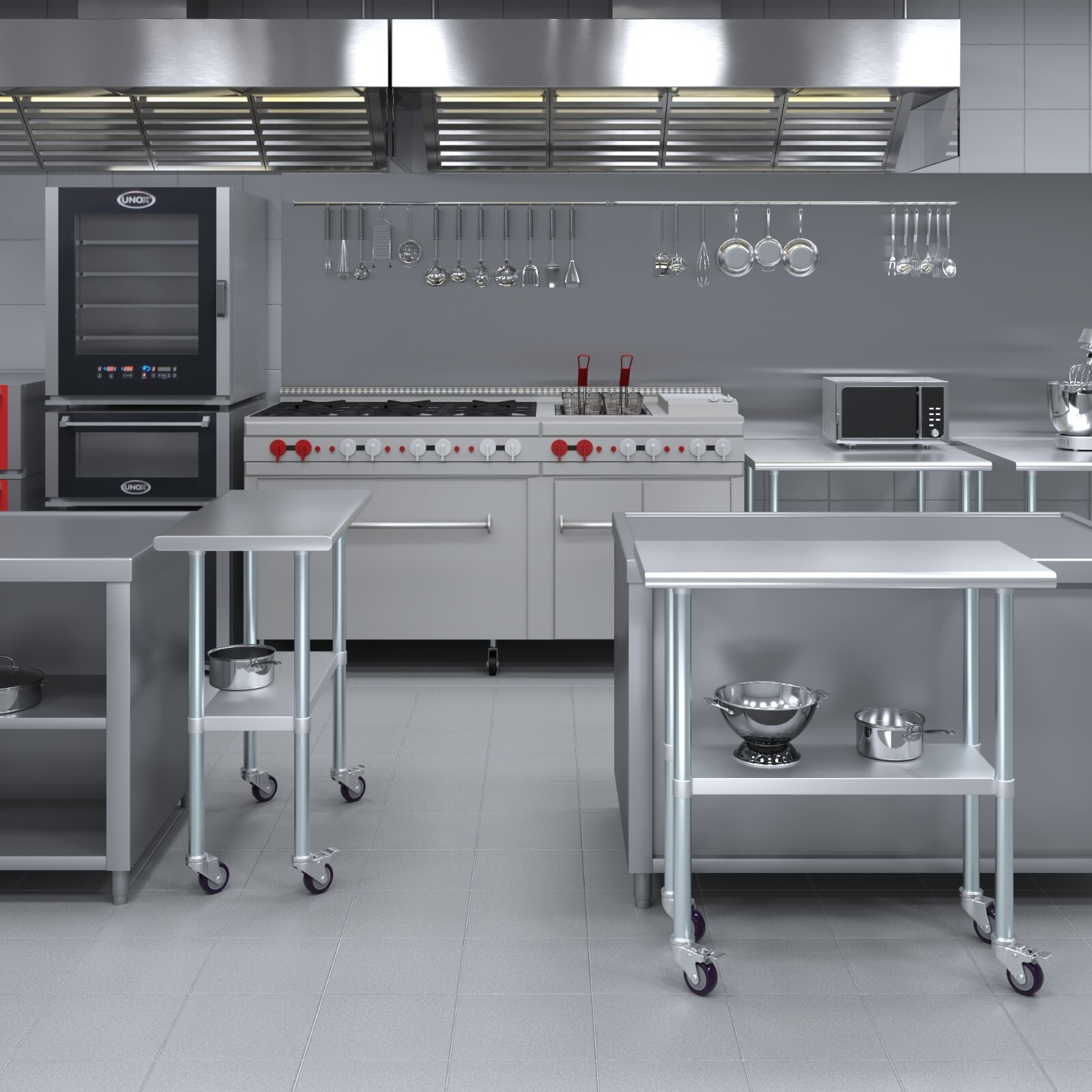 Stainless Steel Food Prep Work Table with Undershelf 18”x24” and casters Wheels