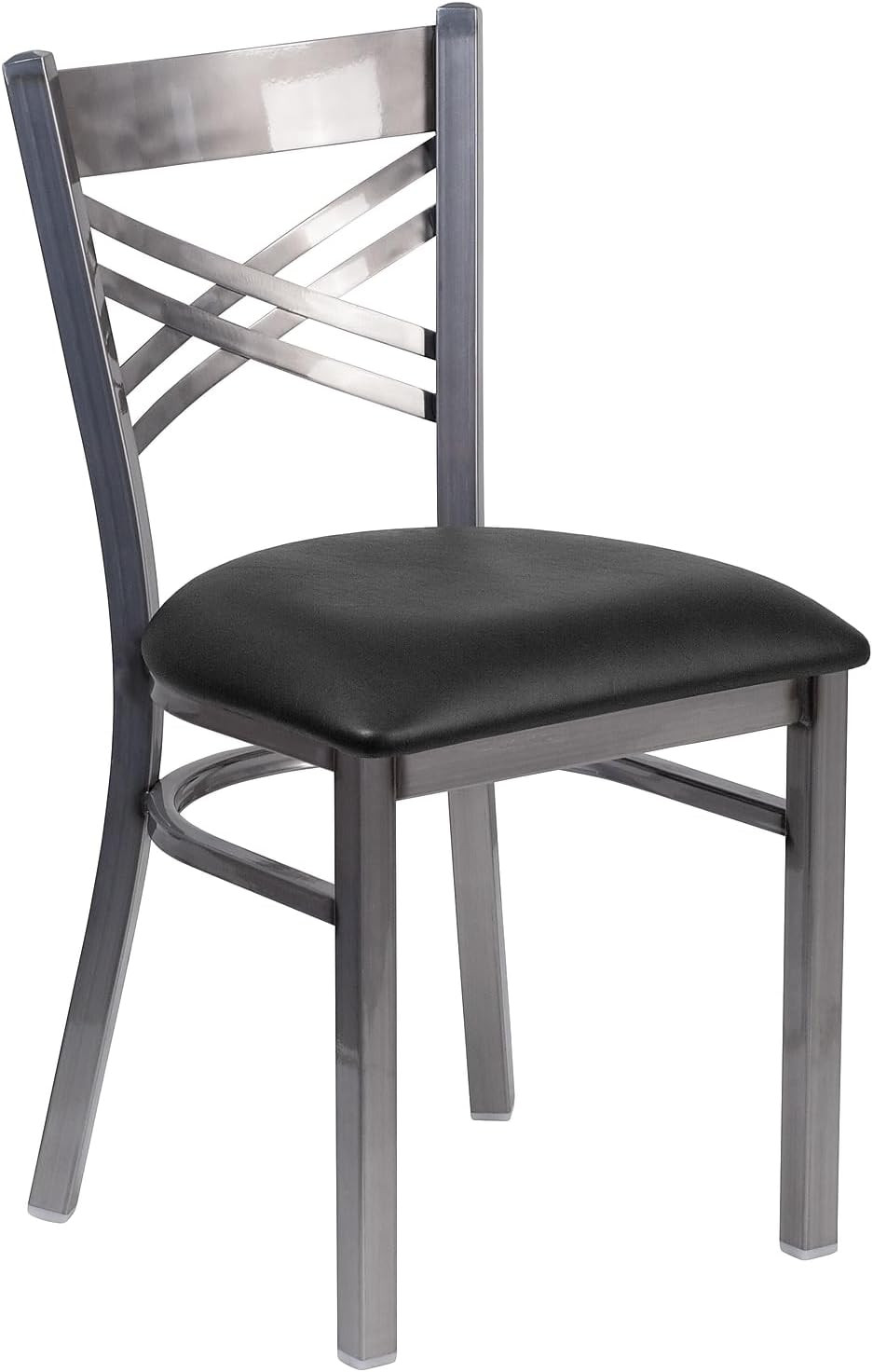 HERCULES X-Back Metal Restaurant Chair with Stylish Black Vinyl Seat