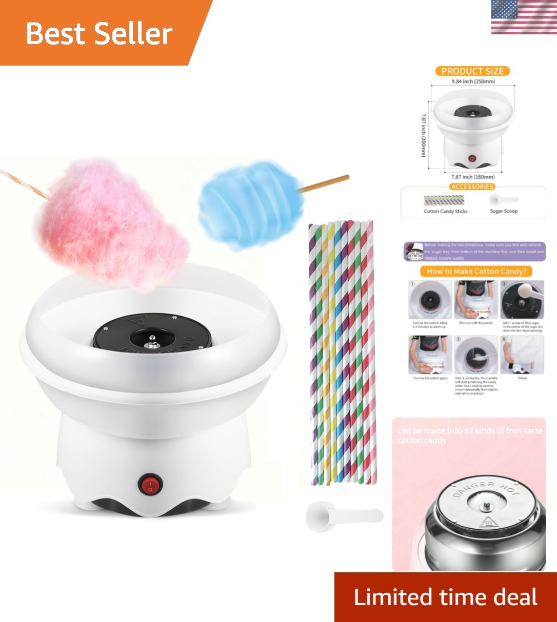 Mini Cotton Candy Maker Machine – Easy to Use & Clean, Quiet Floss Maker for …