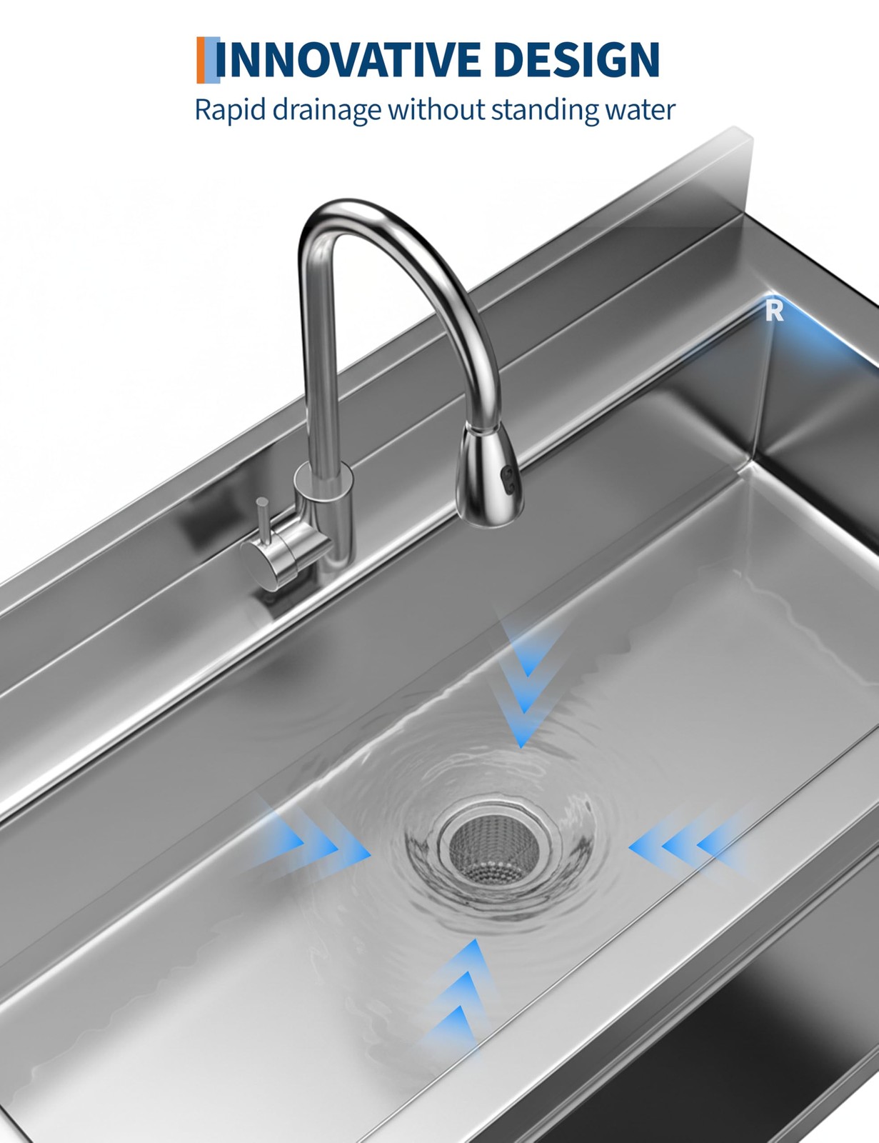Stainless Steel Utility Sink with Pull-Out Faucet – 39.37”w Freestanding Laundry