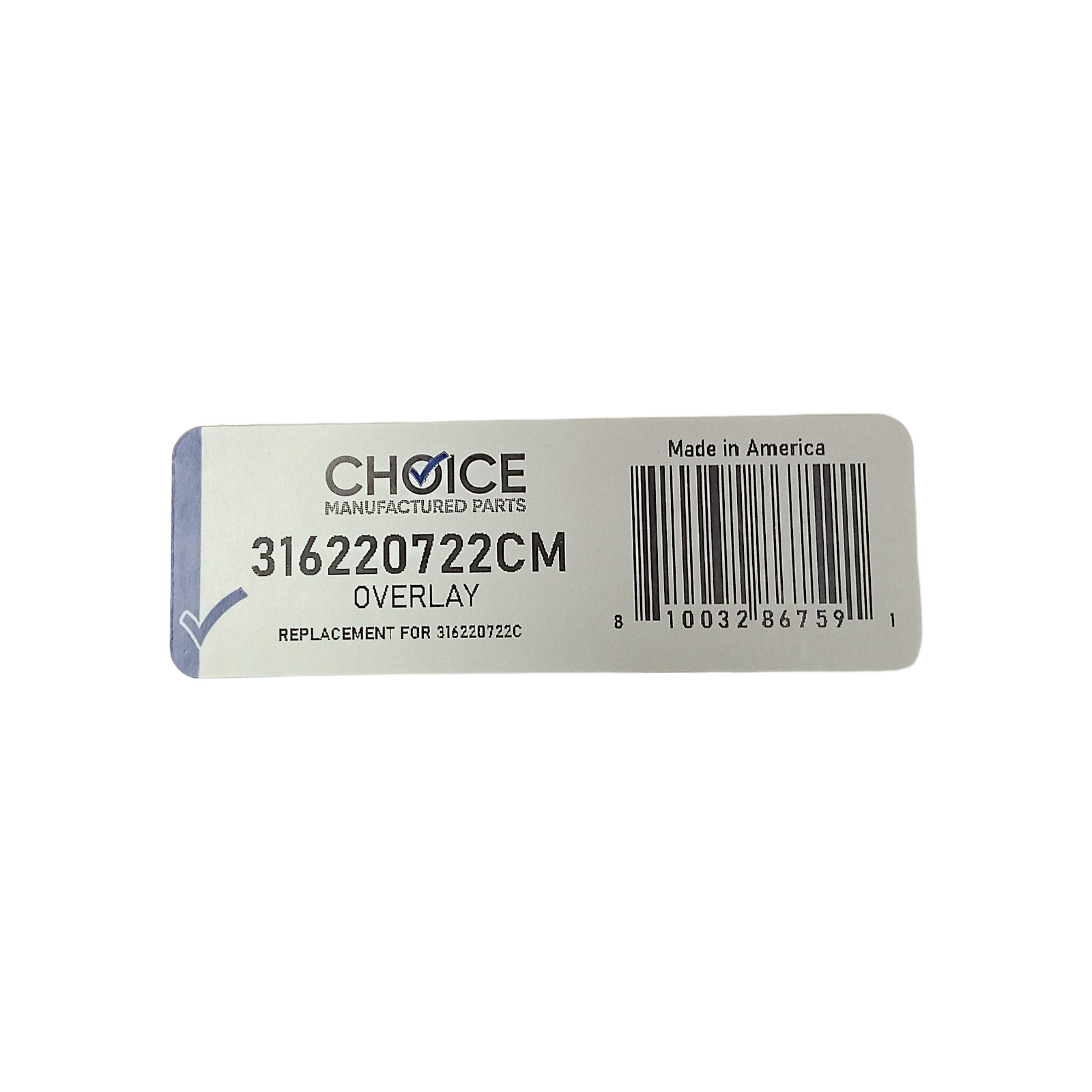 Choice Part 316220722CM Range Oven Clock Overlay Pad for Frigidaire Electrolux