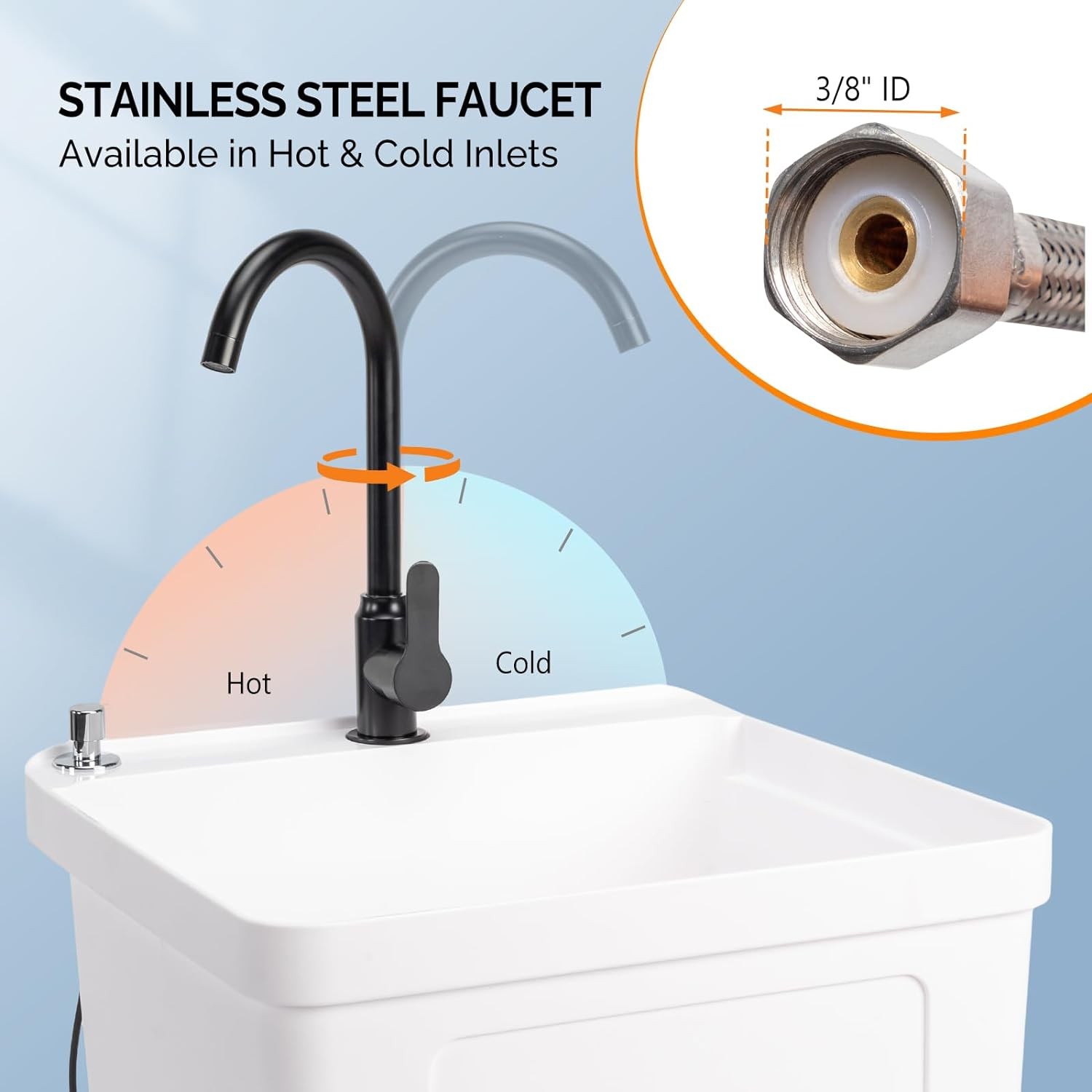 In/Outdoor Utility Sink Commercial Sinks with Cold & Hot Faucet for Cleaning Pet