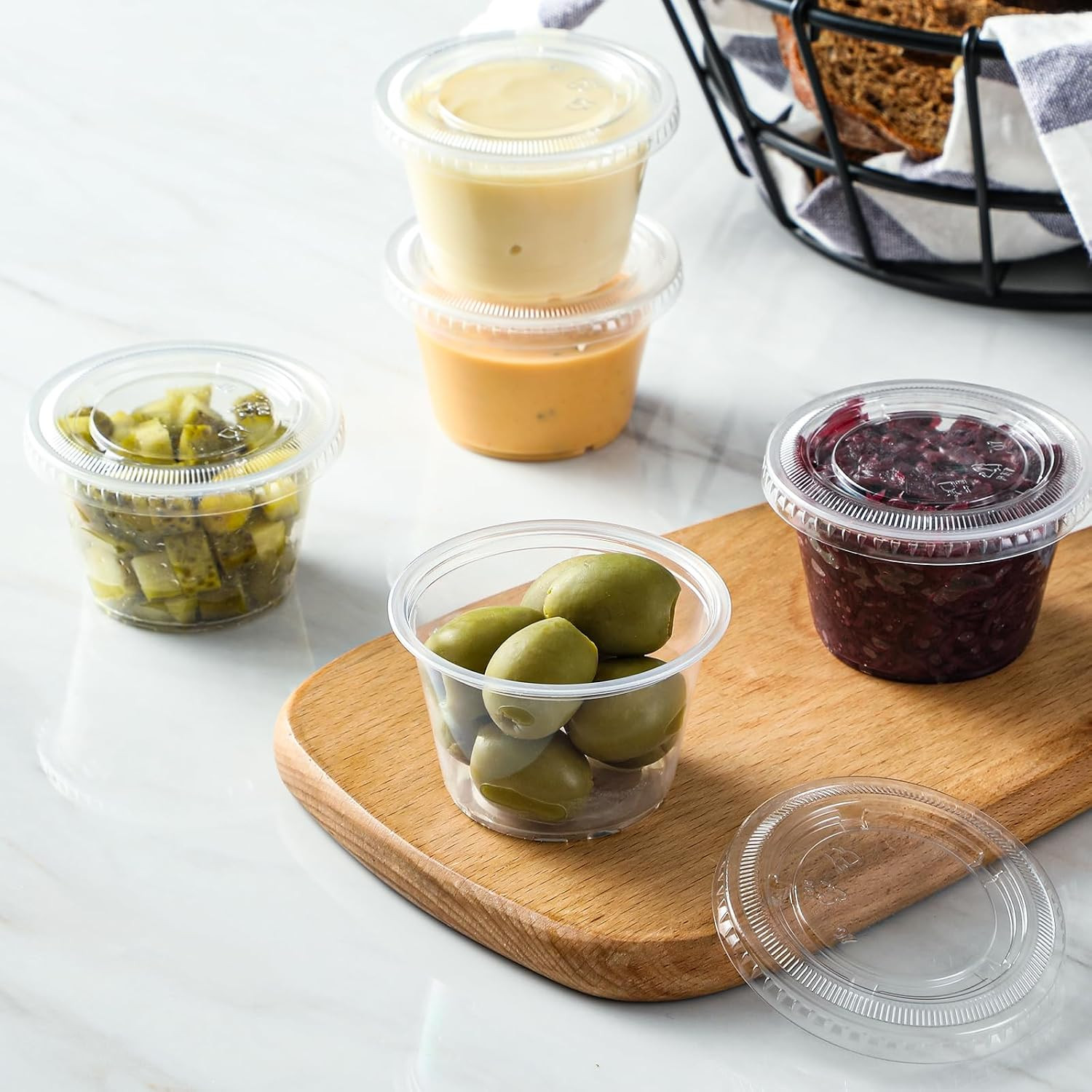 AOZITA 400 Set 4 oz Portion Cups, Jello Shot Cups with Lids, Disposable Plastic