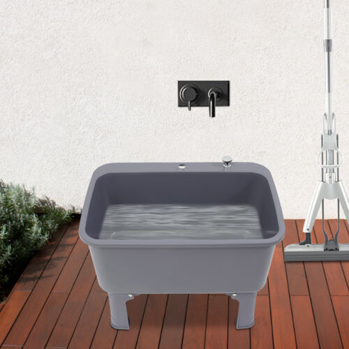 PP Freestanding Floor Mop Sink One-Piece Molded 60 × 40 × 27 cm Grey