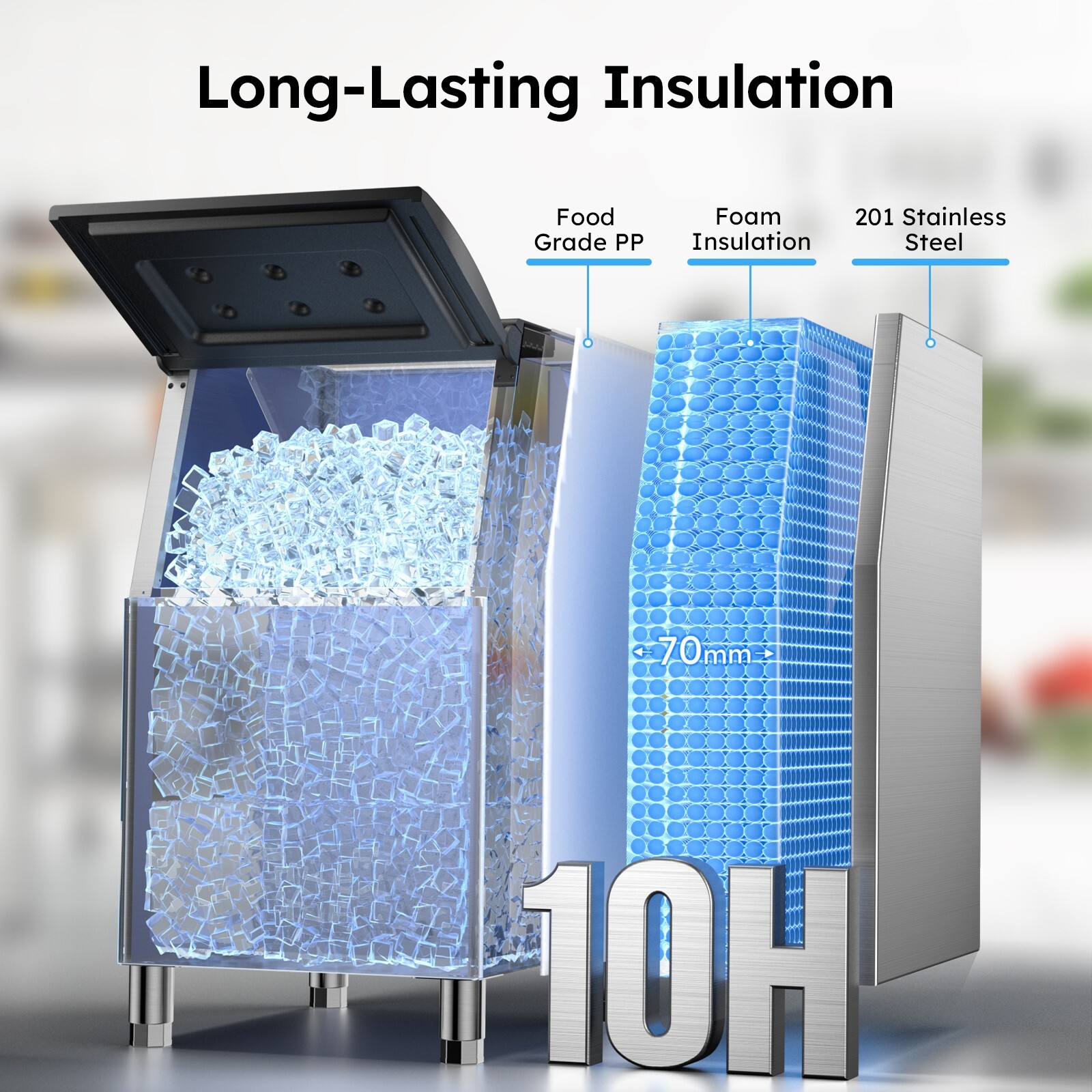 550/24H Commercial Ice Maker Machine 132 Ice Cubes Resto Cafe Bar Crusher Scoop