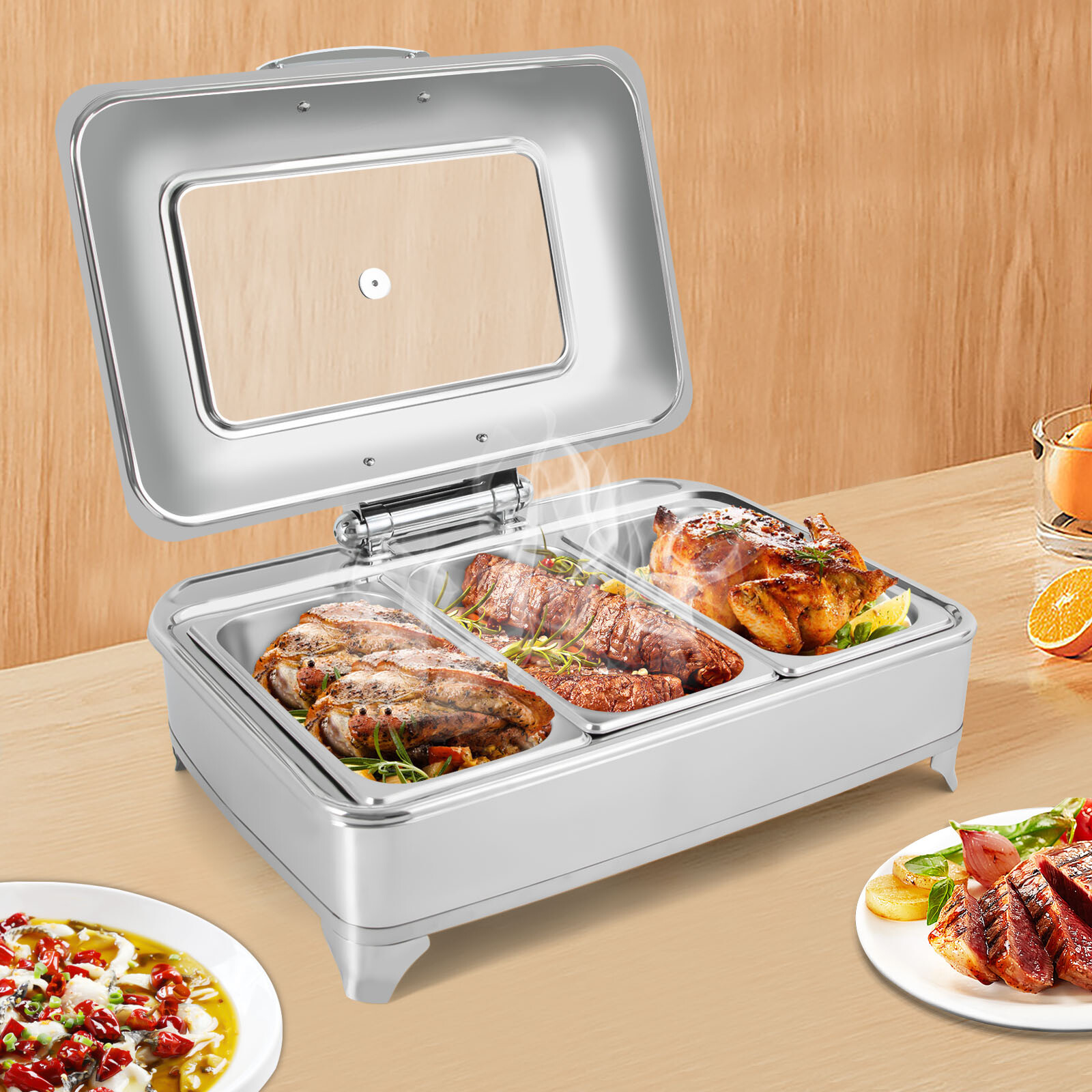 Electric Buffet Food Warmers Commercial Heat Food Countertop Silver Pizza Warmer