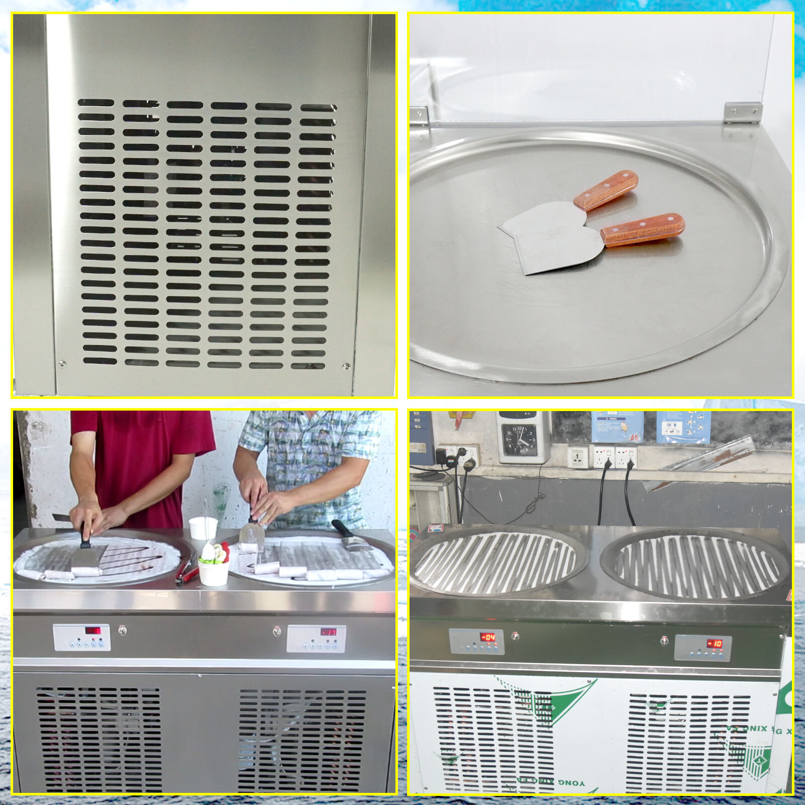 ETL NSF 55cm(22″) Double round pans rolled ice cream machine,ice cream maker