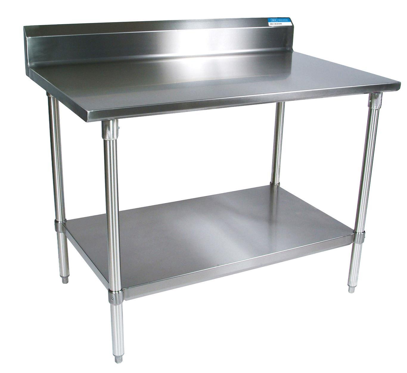 BK Resources 36″x 30″ Work Table 18G Stainless Steel Top w/ 5″ backsplash