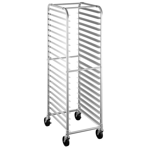 20″W x 26″L x 69″H Aluminun 20 Pan End Load Bun Pan Bakery Rack With Casters