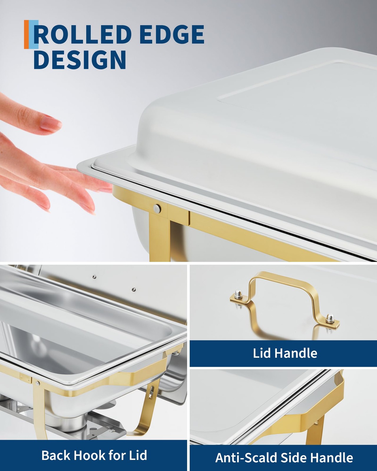 Superior Buffet Warmer Set – Rectangular Stainless Steel Chafing Dishes Food
