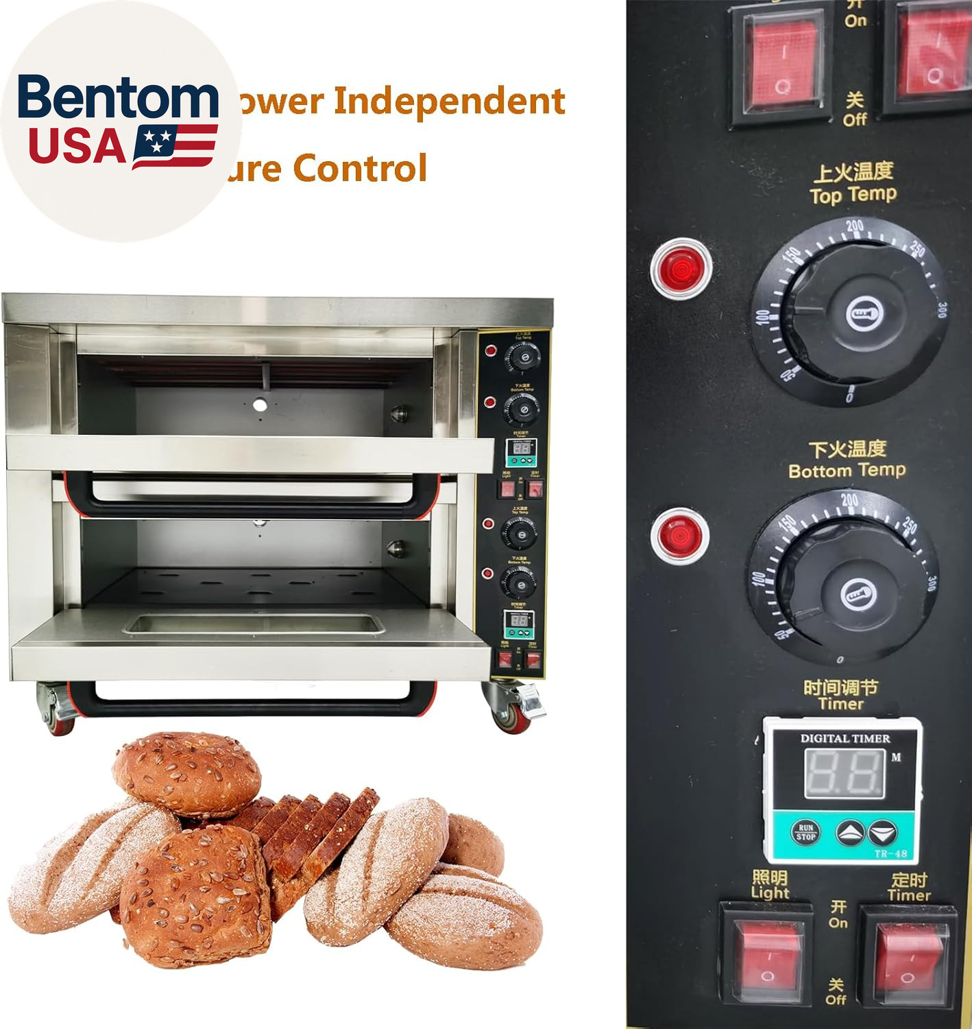 Commercial Pizza Oven Double Deck Movable Electric Pizza Oven Stainless Steel Mu