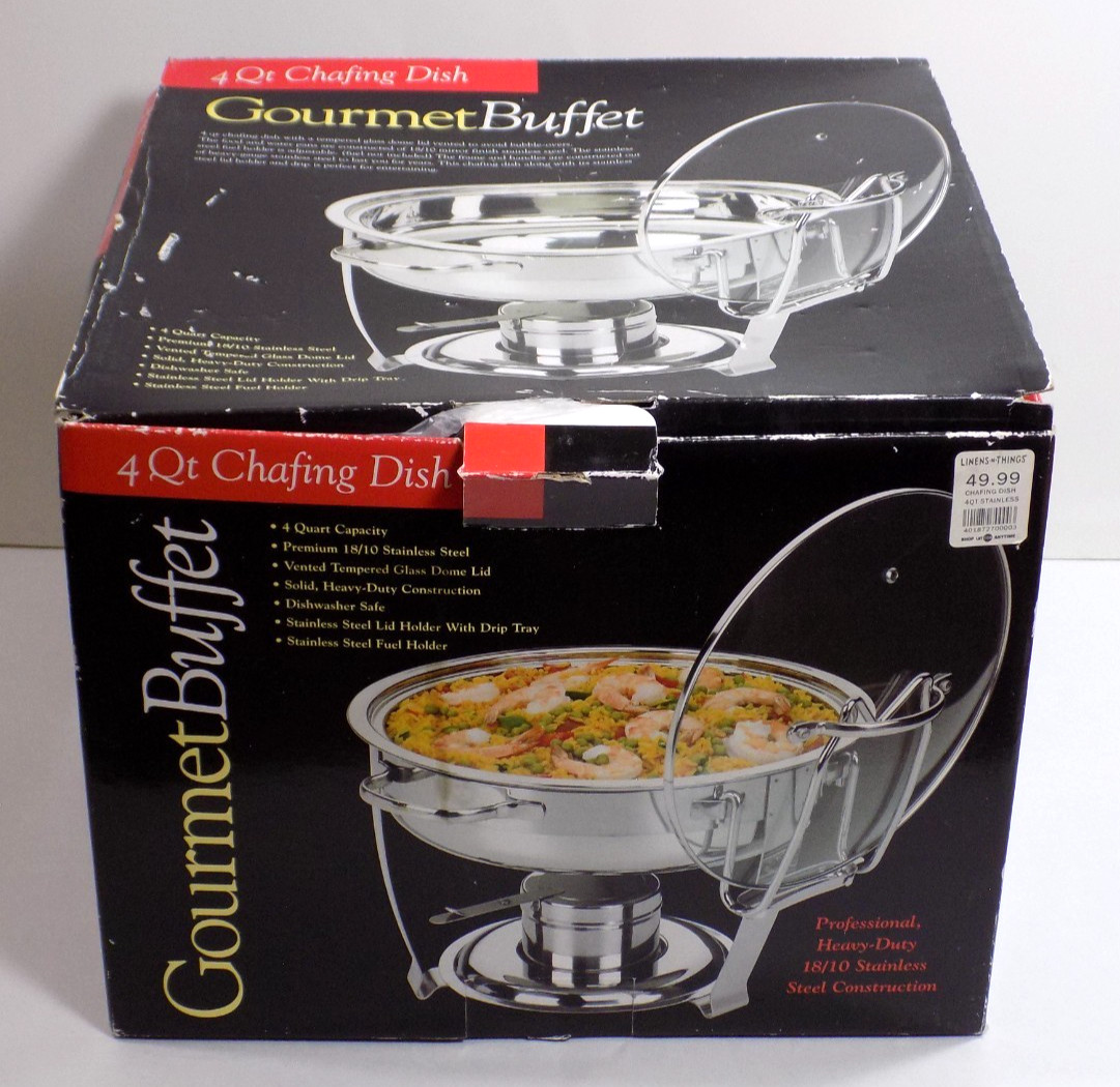 Gourmet Buffet 4 QT Chafing Dish Chafer Set Warmer Full Round Stainless Steel