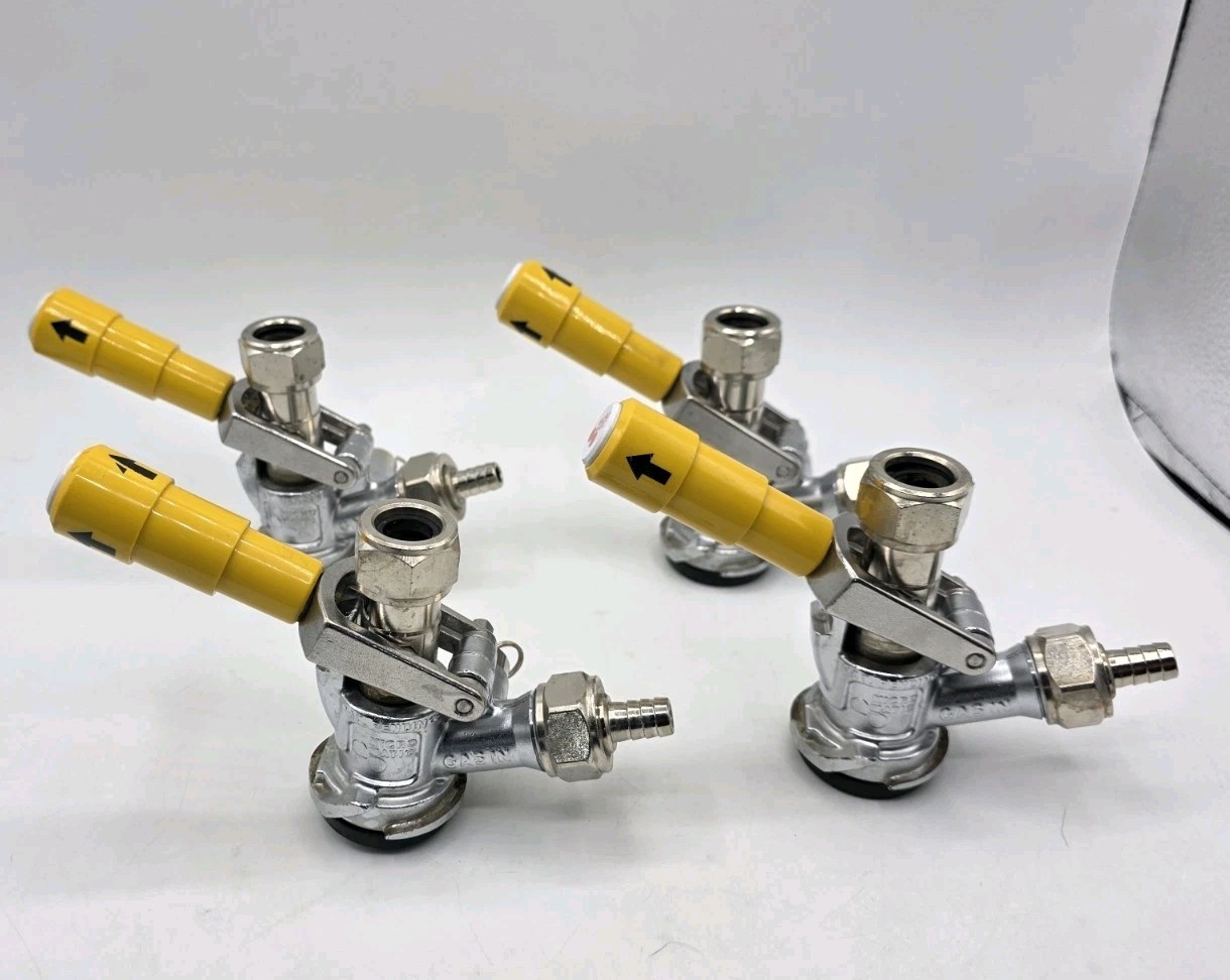 4 Micro Matic US Sankey Brass Keg Coupler – D System – Value – Yellow Lever