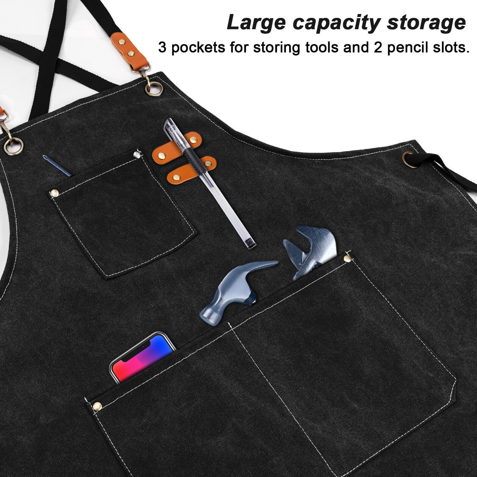 Heavy Duty Canvas Kitchen Chef Cooking Apron Cross-Back Adjustable Bib Work BBQ