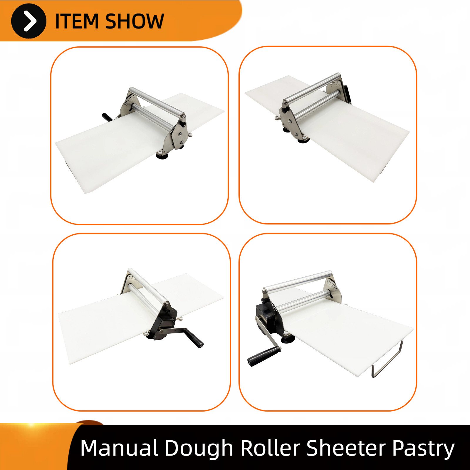 Stainless Steel Dough Roller Manual Sheeter Adjustable Thickness Max 0.89»