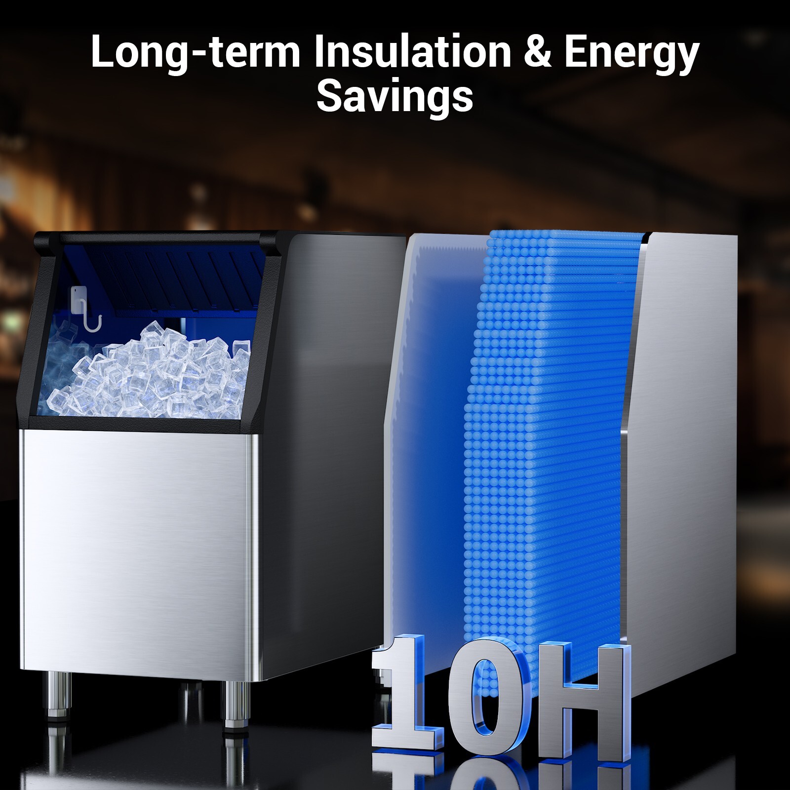 600LBS/24H Commercial Ice Machine W/ 400LBS Storage Capacity 156 Ice Cubes Maker