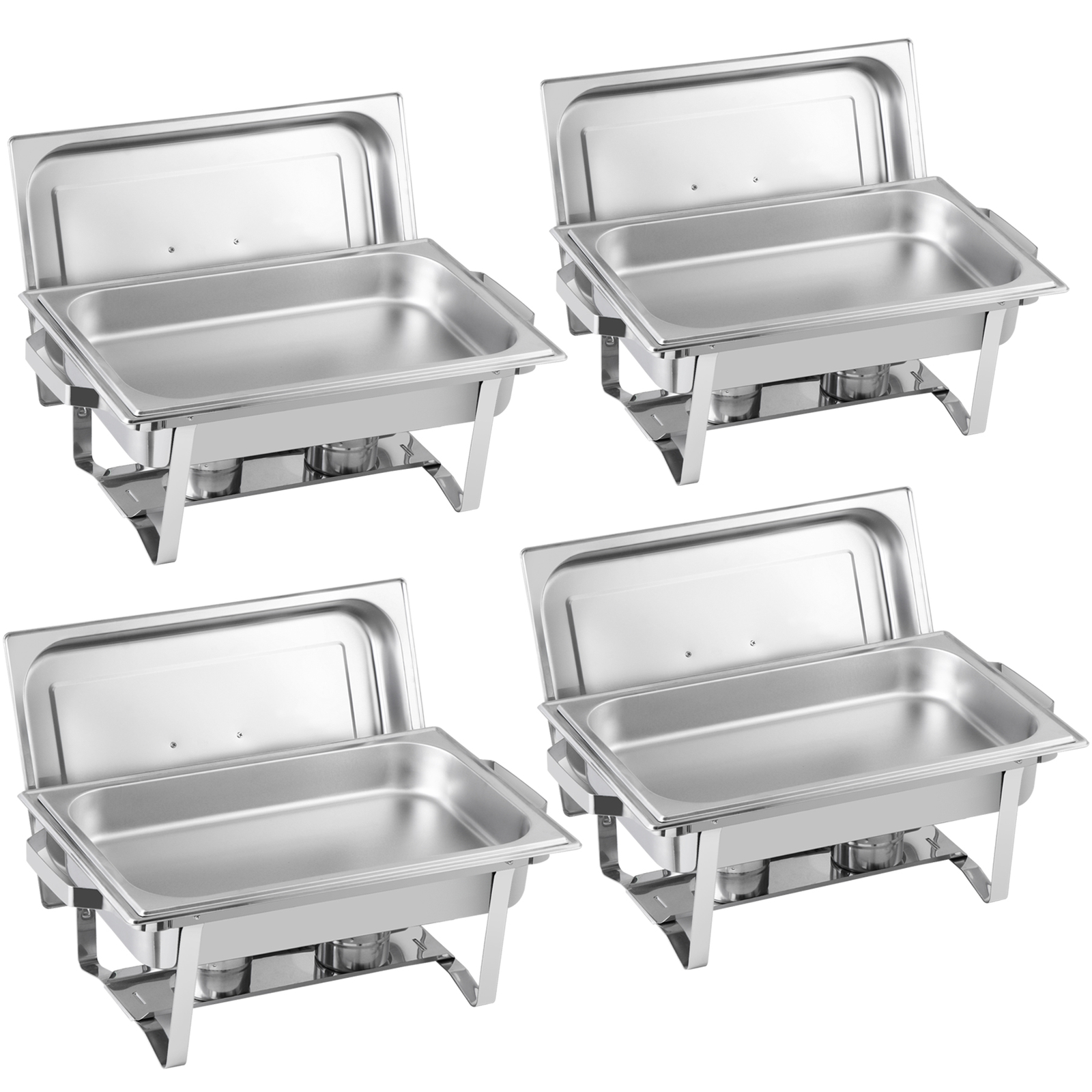 4 Pack Chafing Dish High Grade Stainless Steel Chafer Complete Set Silver 8QT