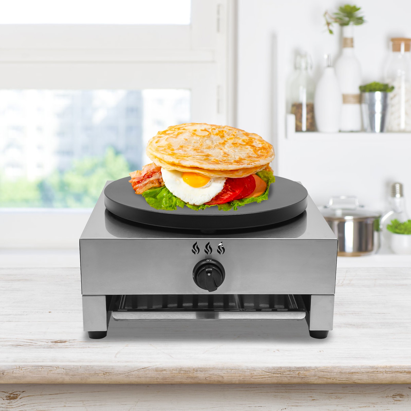 Commercial Crepe Maker Machine, Pancake Big Hotplate, Gas Pancake Cooker