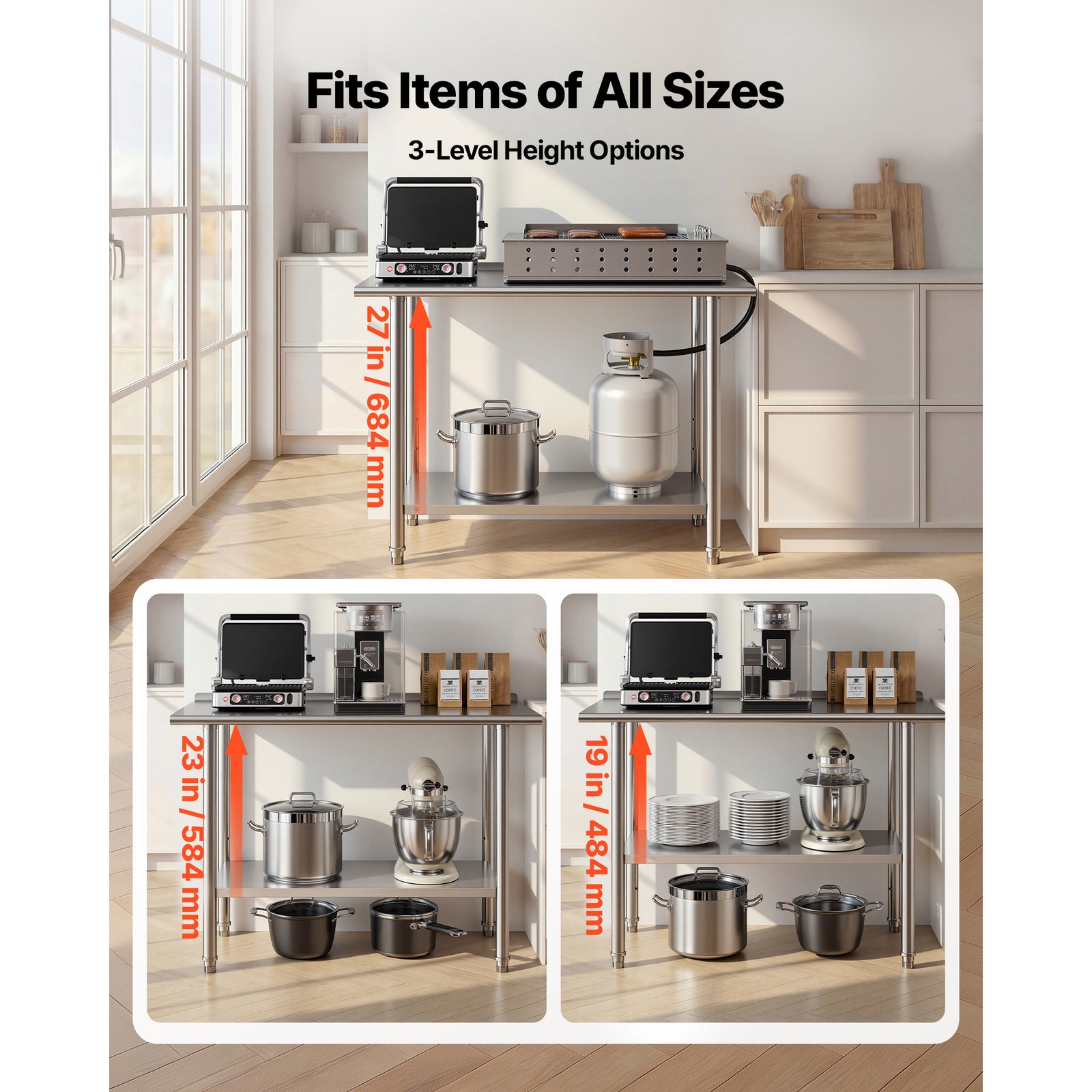 Uimoso 48» x 24» Commercial Stainless Steel Kitchen Prep Table with Backsplash
