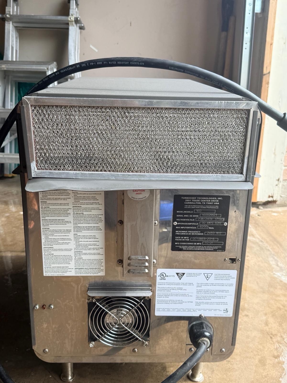 TurboChef NGO Commercial Oven 208/240V 1PH 30A 60Hz 6200W
