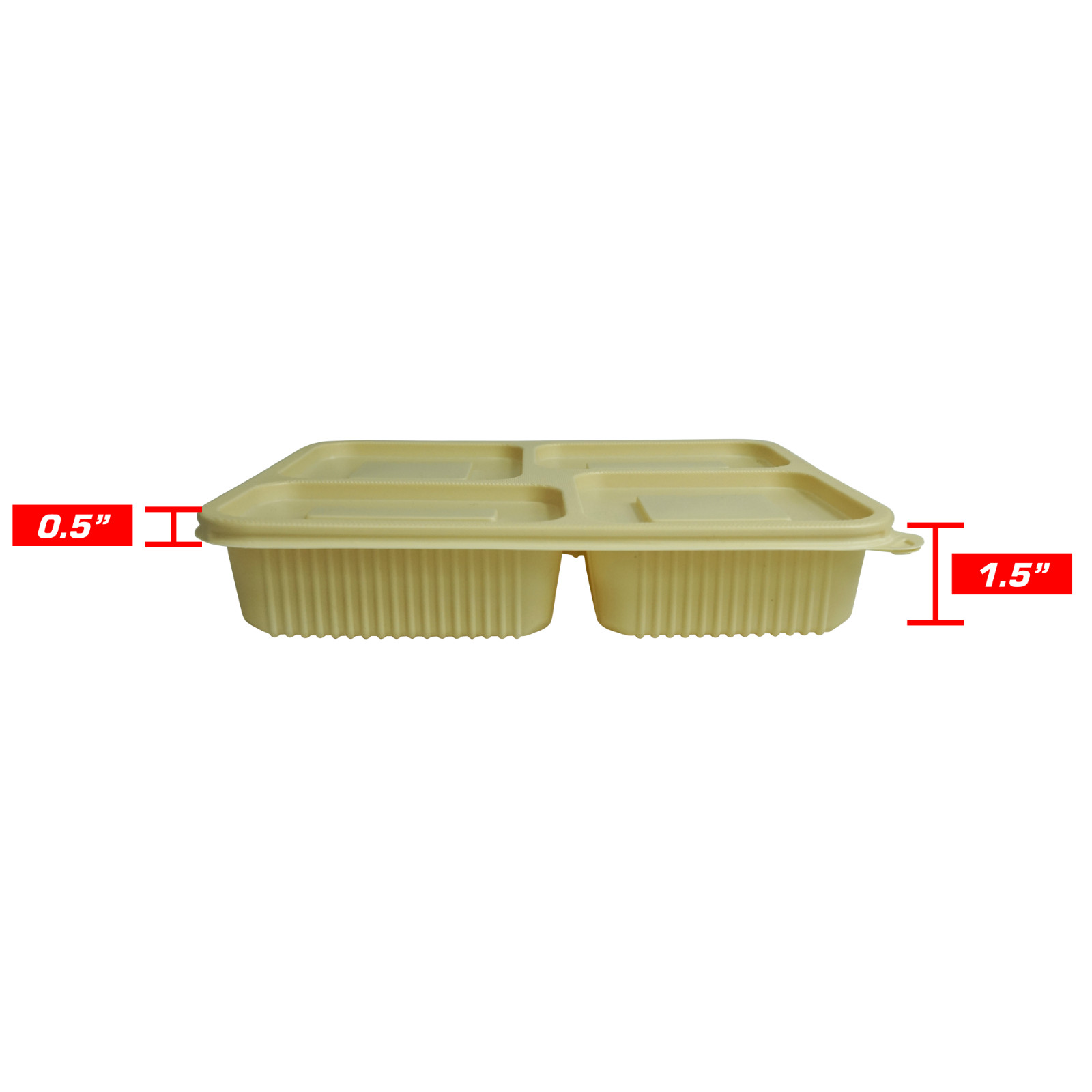 Eco Bento Box 4 Compartment PP Food Container w/Lid 9.2″x6.7″ BPA Free