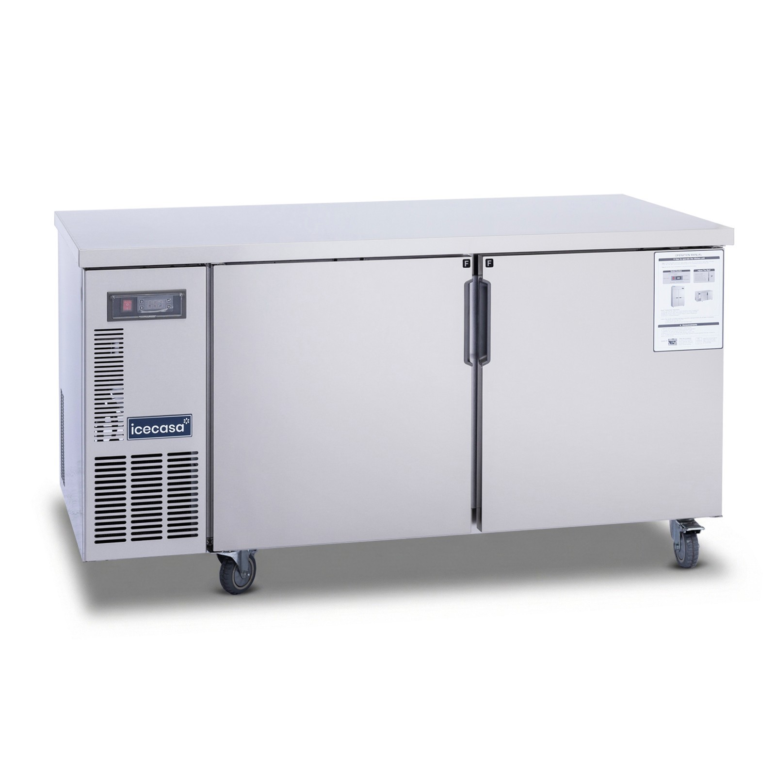 ICECASA 60″ Commercial Worktop Freezer Undercounter Stainless Steel Fridge