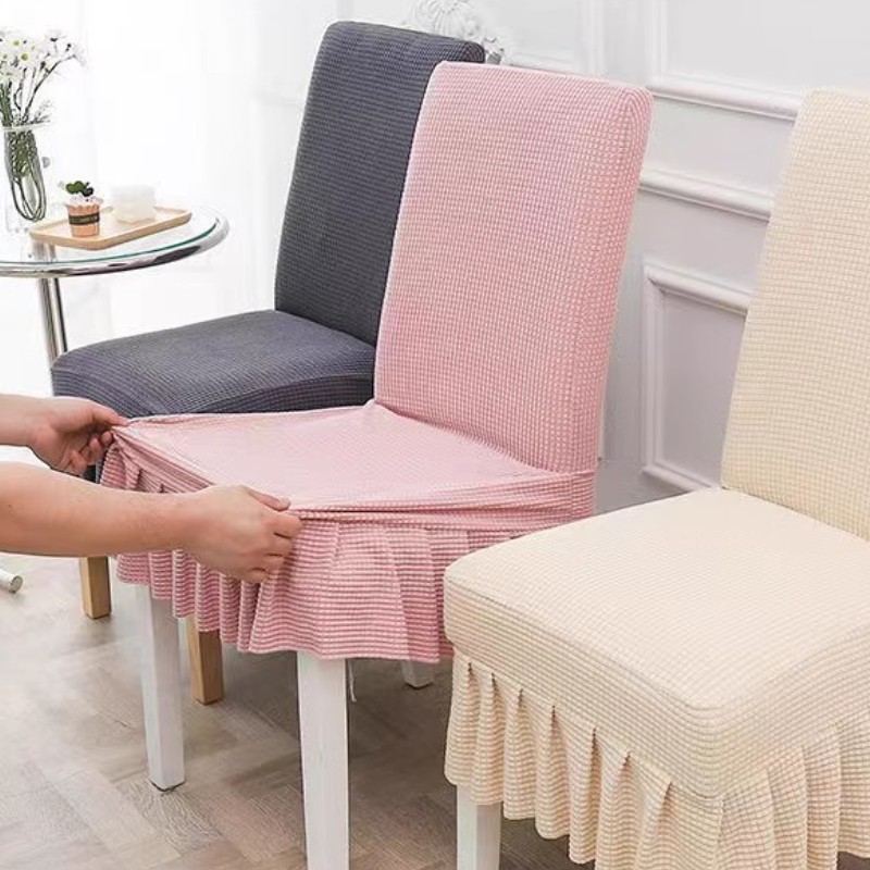 4pcs Universal Elastic Chair Cover One-Piece Chair Seatback Cover Pleated Trim